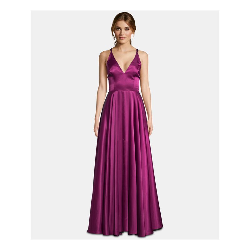 Nwt Betsy & Adam Womens Pink Sleeveless Full-Length Formal Fit + Flare Dress 2